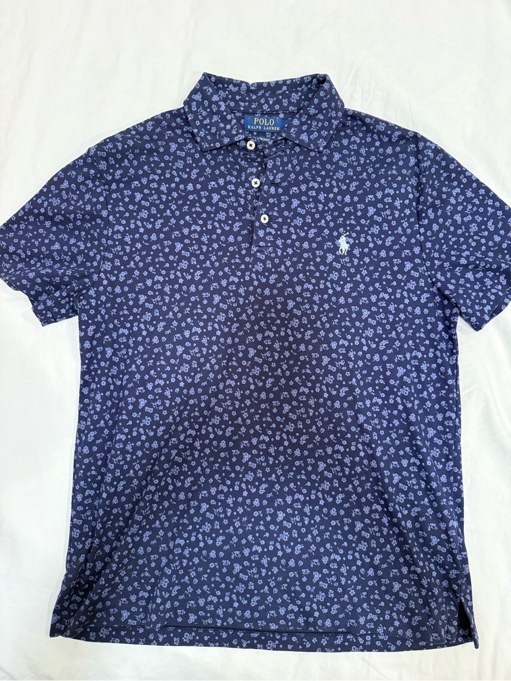 Polo by Ralph Lauren Navy Polo with Light Blue Floral Print